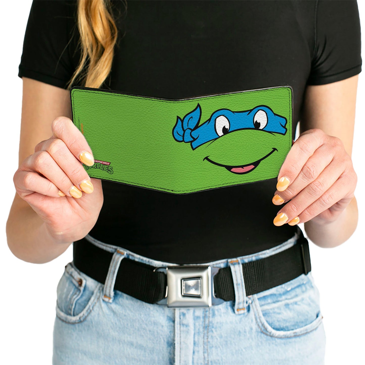 Bi-Fold Wallet - Classic TMNT Leonardo Face CLOSE-UP Green Blue