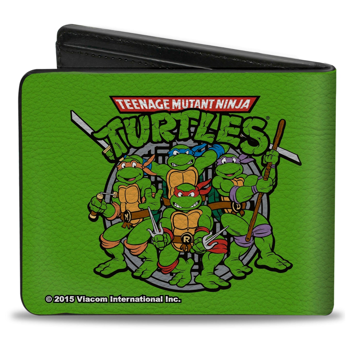 Bi-Fold Wallet - Classic TEENAGE MUTANT NINJA TURTLES Turtles Battle Pose8 Manhole Cover Green Black
