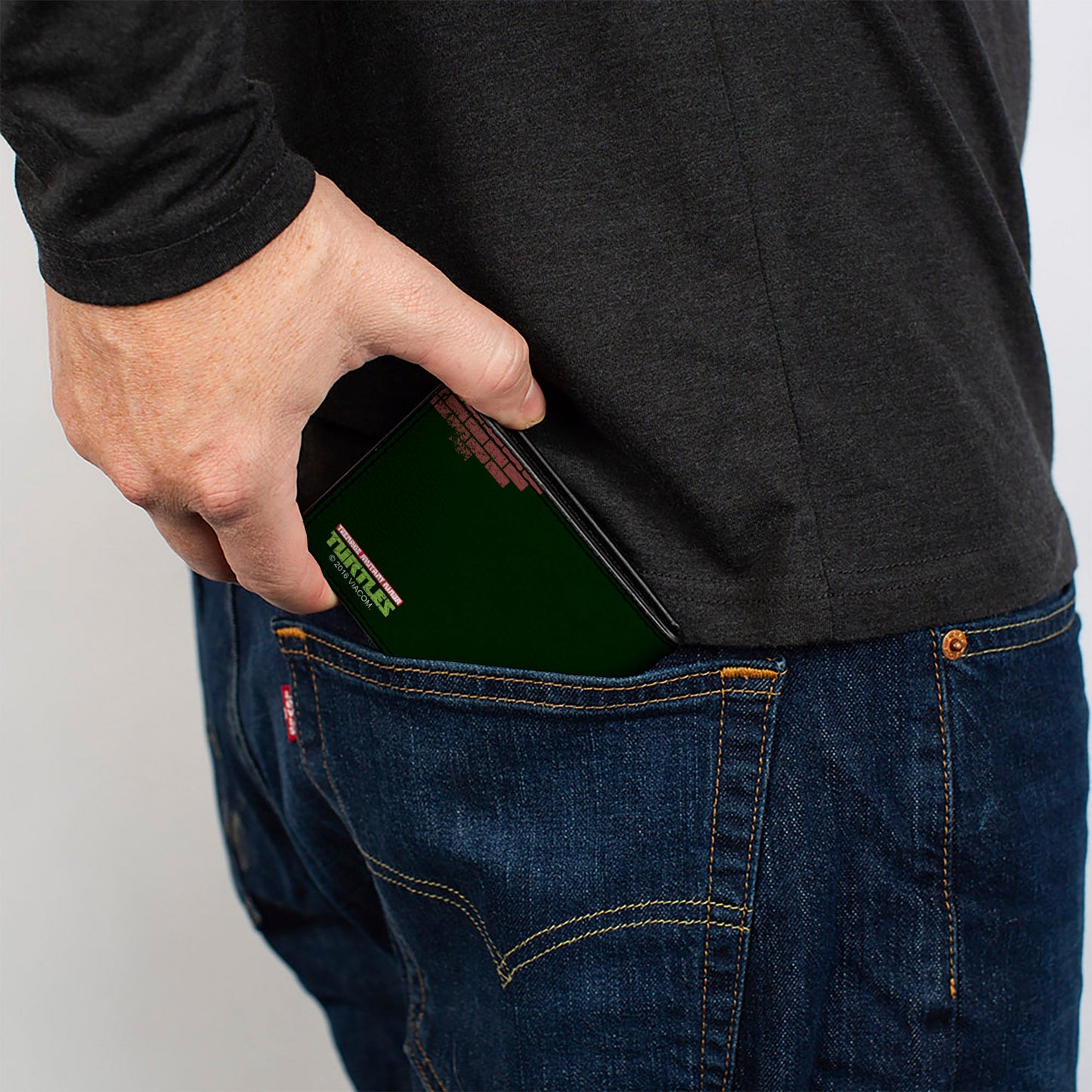 Bi-Fold Wallet - TMNT Rocksteady & Bebop Poses Bricks Gray Black