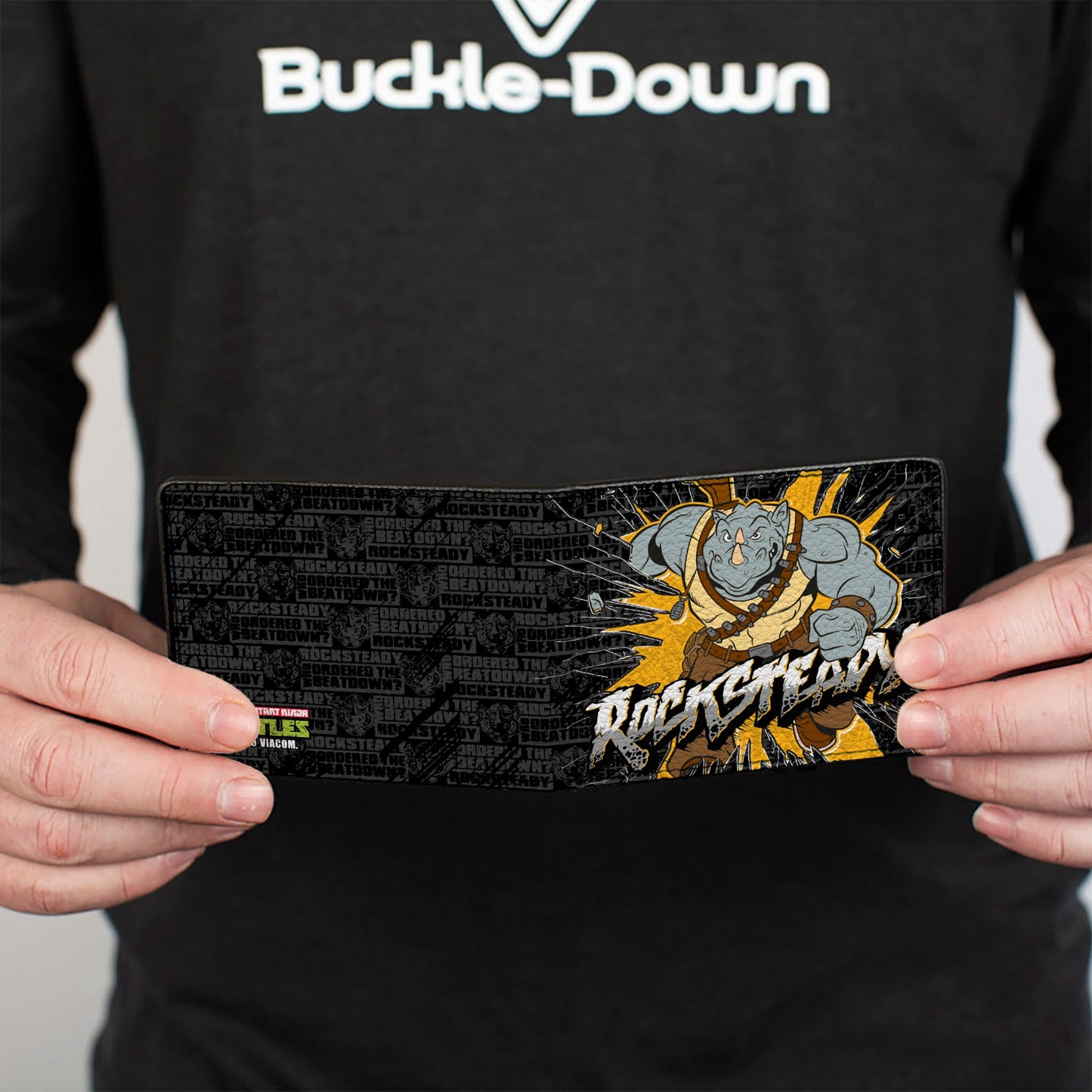 Bi-Fold Wallet - ROCKSTEADY Break Through Pose WHO ORDERED THE BEATDOWN Blocks Black Grays Gold