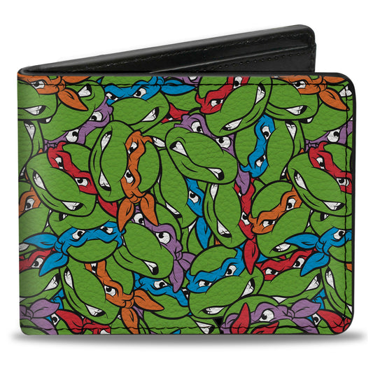 Bi-Fold Wallet - Teenage Mutant Ninja Turtles Faces Stacked Green/Multi Color