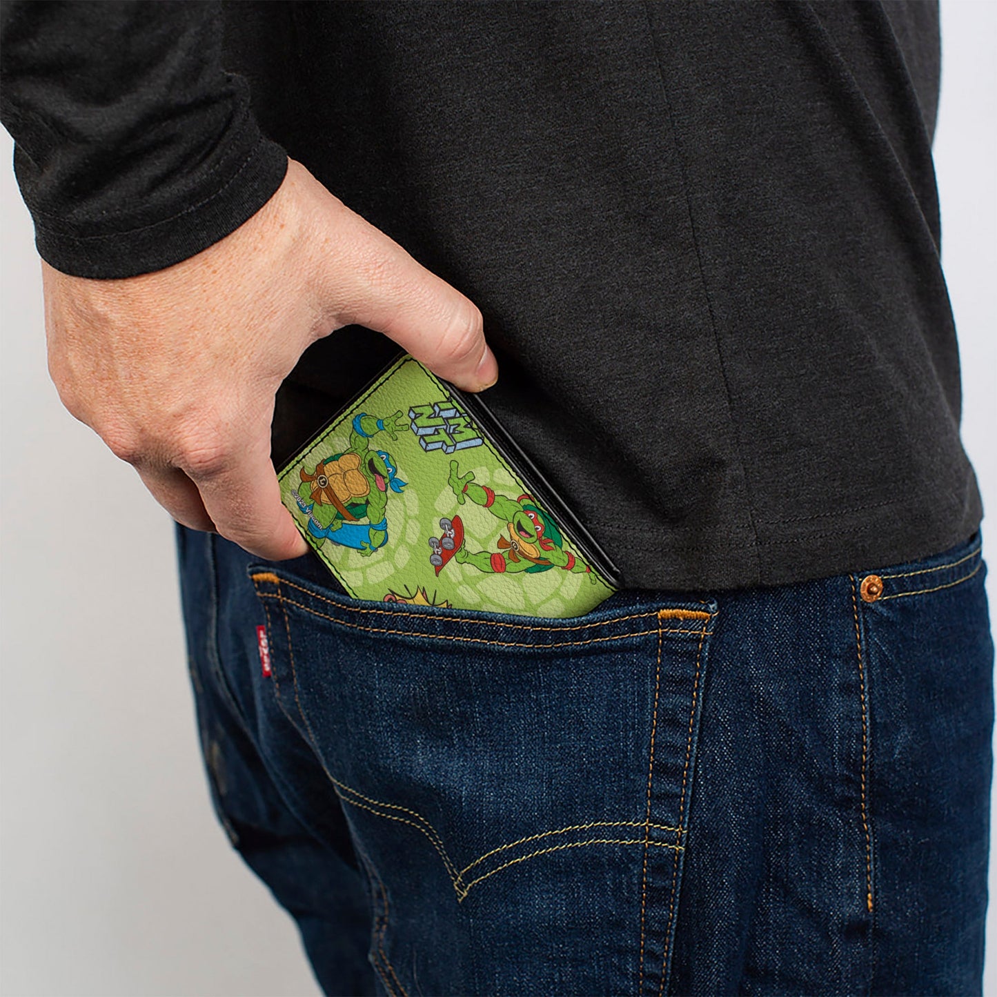 Bi-Fold Wallet - Teenage Mutant Ninja Turtles COWABUNGA Skateboarding Poses Greens