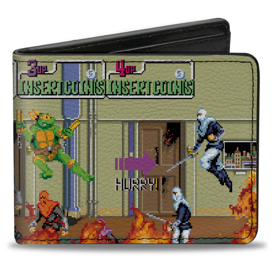 Bi-Fold Wallet - Teenage Mutant Ninja Turtles 8-Bit Video Battle Scene