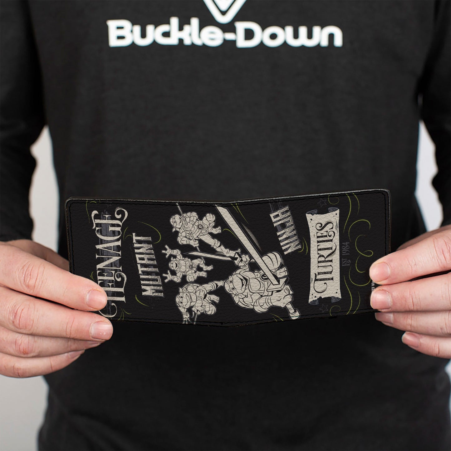 Bi-Fold Wallet - TEENAGE MUTANT NINJA TURTLES Est. 1984 Action Poses Black/White