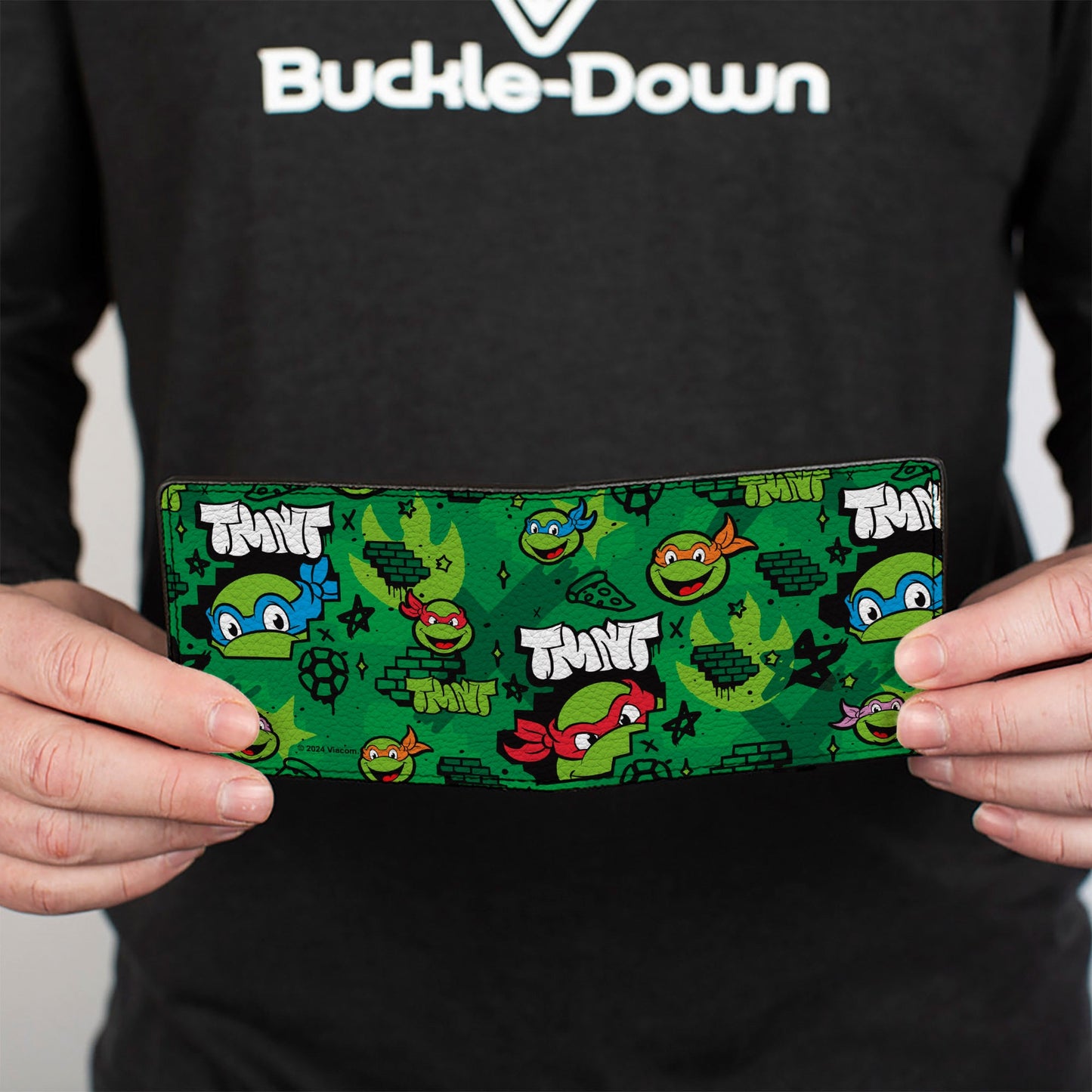 Bi-Fold Wallet - Teenage Mutant Ninja Turtles TMNT Faces Brick Wall Greens