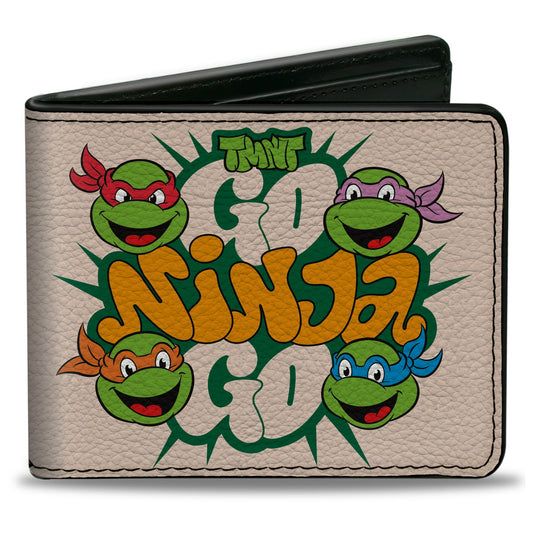 Bi-Fold Wallet - Teenage Mutant Ninja Turtles GO NINJA GO Faces White