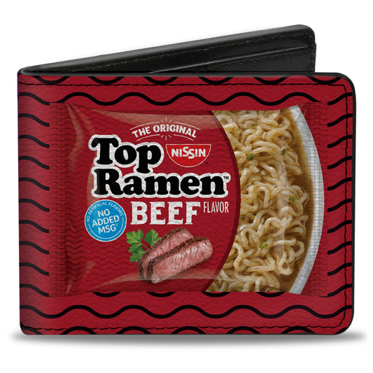 Bi-Fold Wallet - Top Ramen Vivid Beef + Hot & Spicy Beef Packages Noodle Wave Red Purple Black