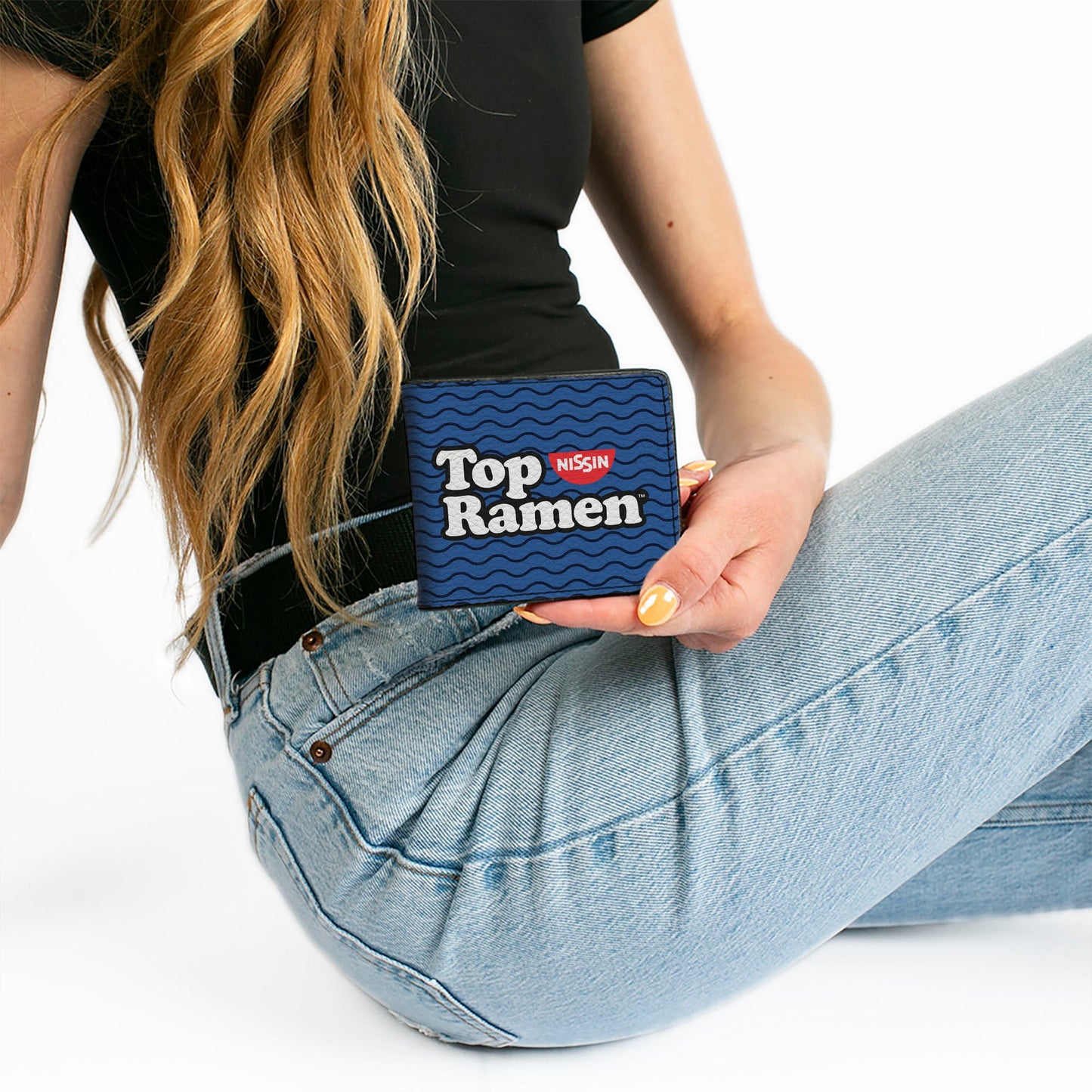 Bi-Fold Wallet - TOP RAMEN Noodle Wave Blue Black White