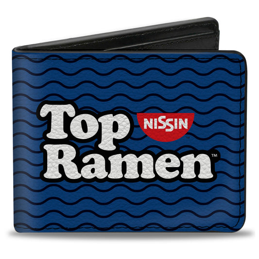 Bi-Fold Wallet - TOP RAMEN Noodle Wave Blue Black White