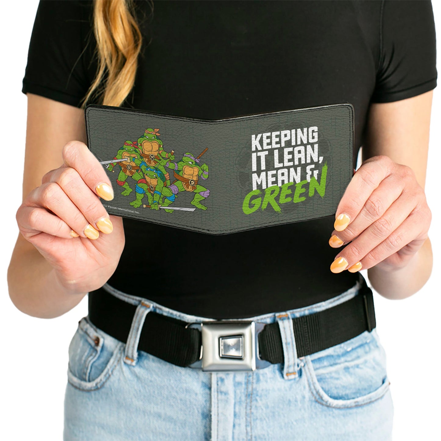 Bi-Fold Wallet - KEEP IT LEAN, MEAN & GREEN + Classic Teenage Mutant Ninja Turtles Group Pose Gray