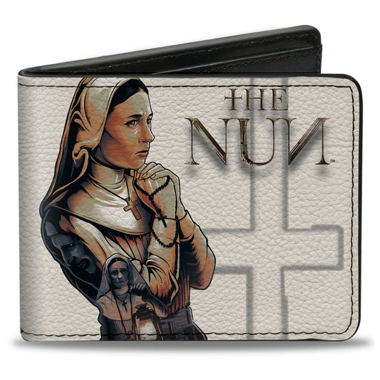 Bi-Fold Wallet - THE NUN Sister Irene Rosary Lantern Pose Ivory Grays