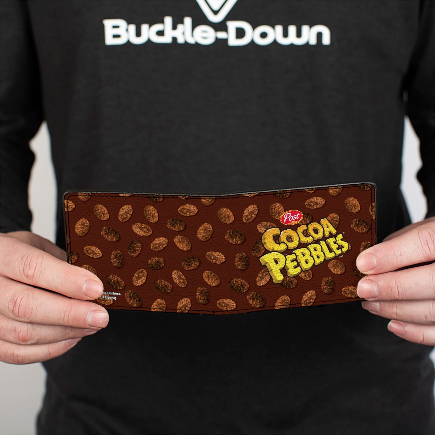 Bi-Fold Wallet - POST COCOA PEBBLES Centered Logo and Cereal Pebbles Scattered Browns