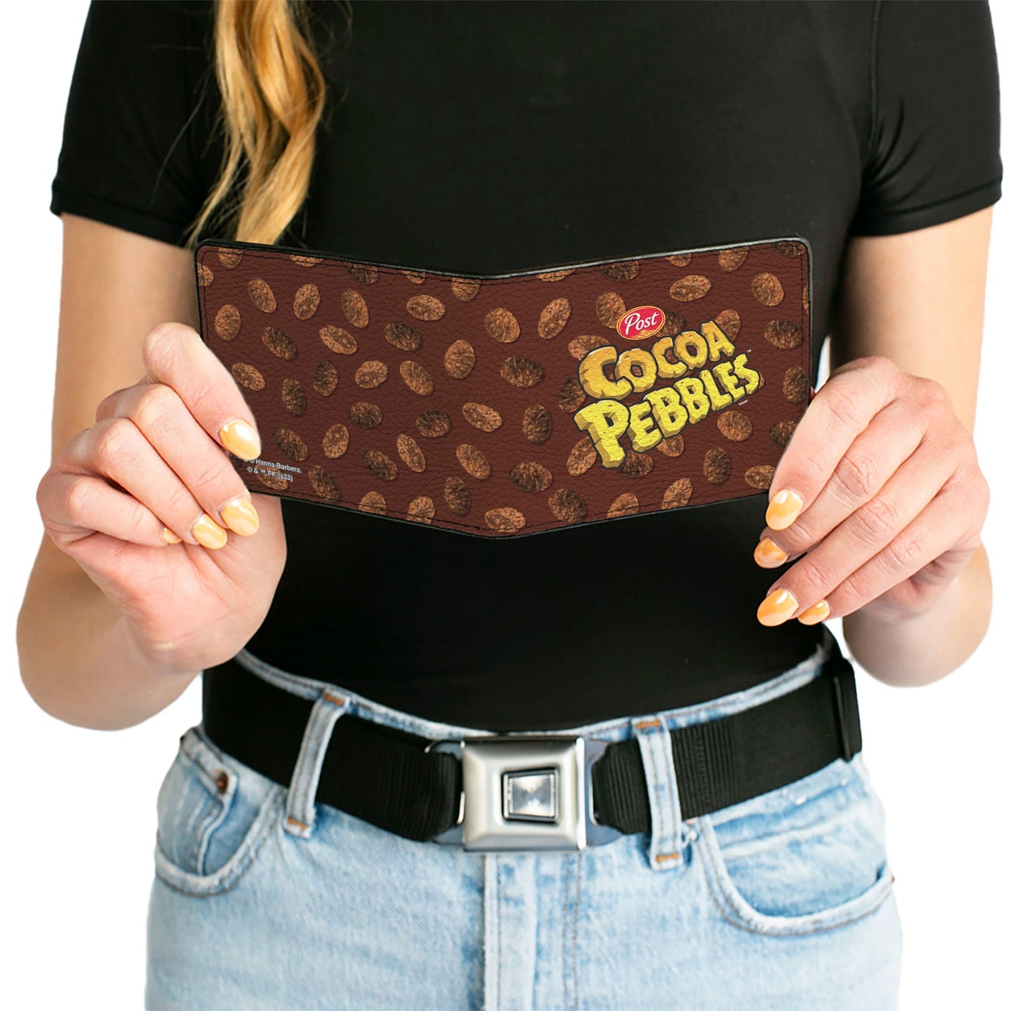 Bi-Fold Wallet - POST COCOA PEBBLES Centered Logo and Cereal Pebbles Scattered Browns