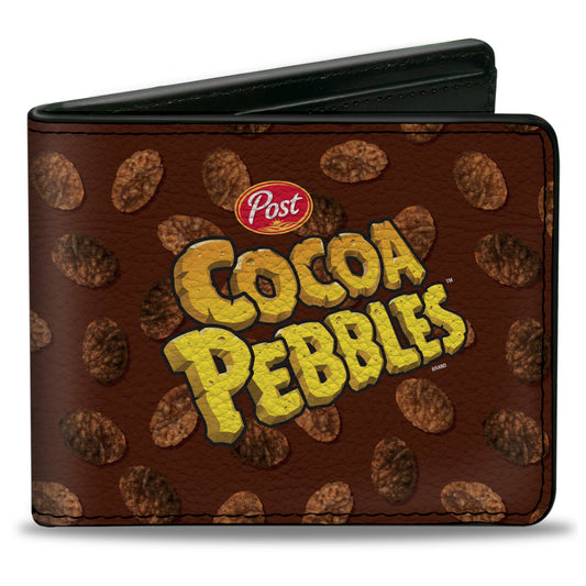 Bi-Fold Wallet - POST COCOA PEBBLES Centered Logo and Cereal Pebbles Scattered Browns