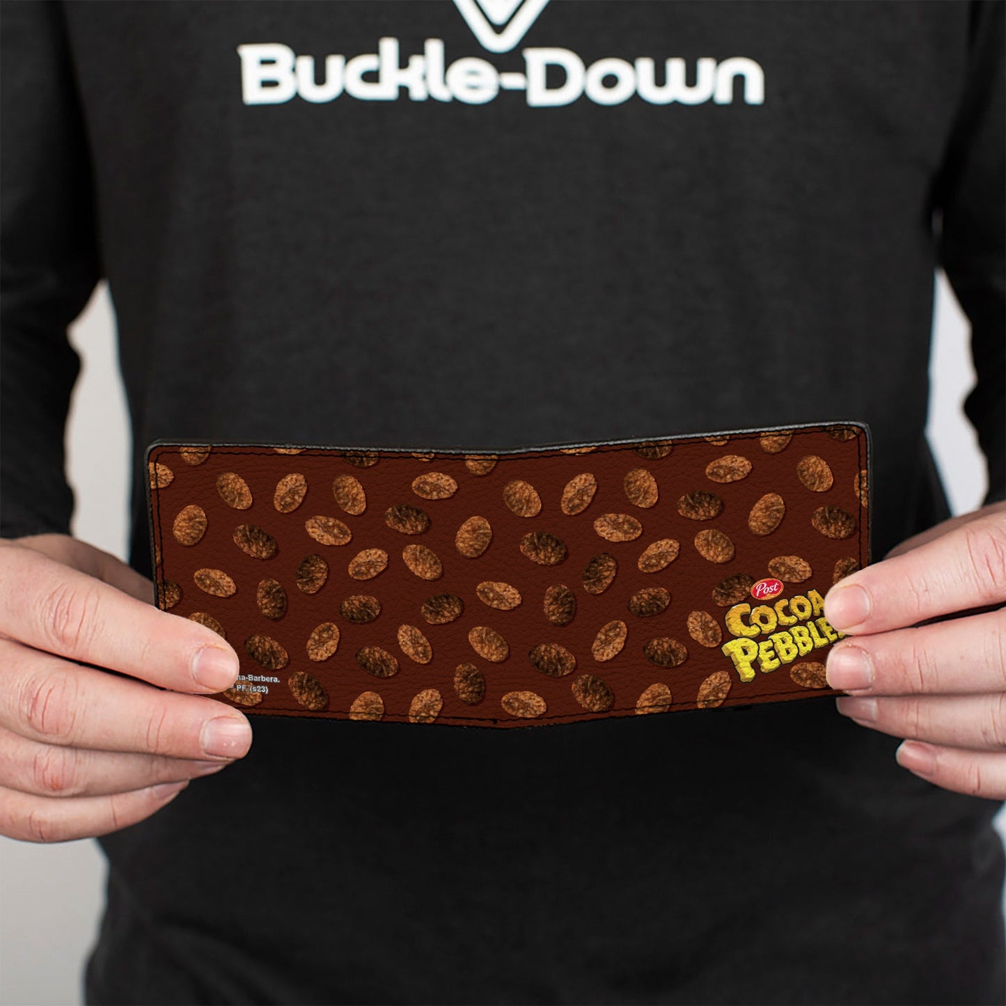 Bi-Fold Wallet - POST COCOA PEBBLES Corner Logo and Cereal Pebbles Scattered Browns
