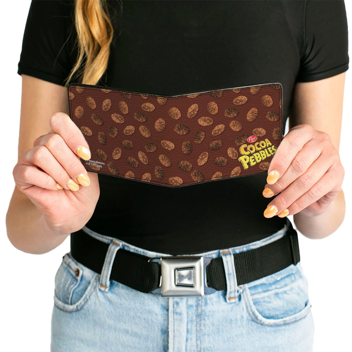 Bi-Fold Wallet - POST COCOA PEBBLES Corner Logo and Cereal Pebbles Scattered Browns