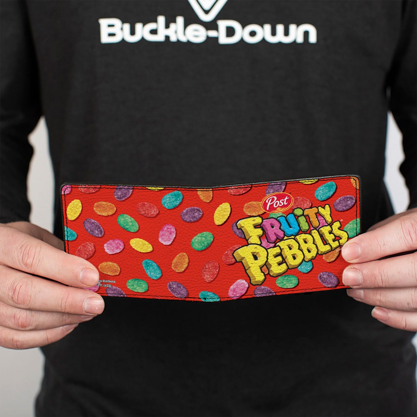 Bi-Fold Wallet - POST FRUITY PEBBLES Centered Logo and Cereal Pebbles Scattered Red/Multi Color