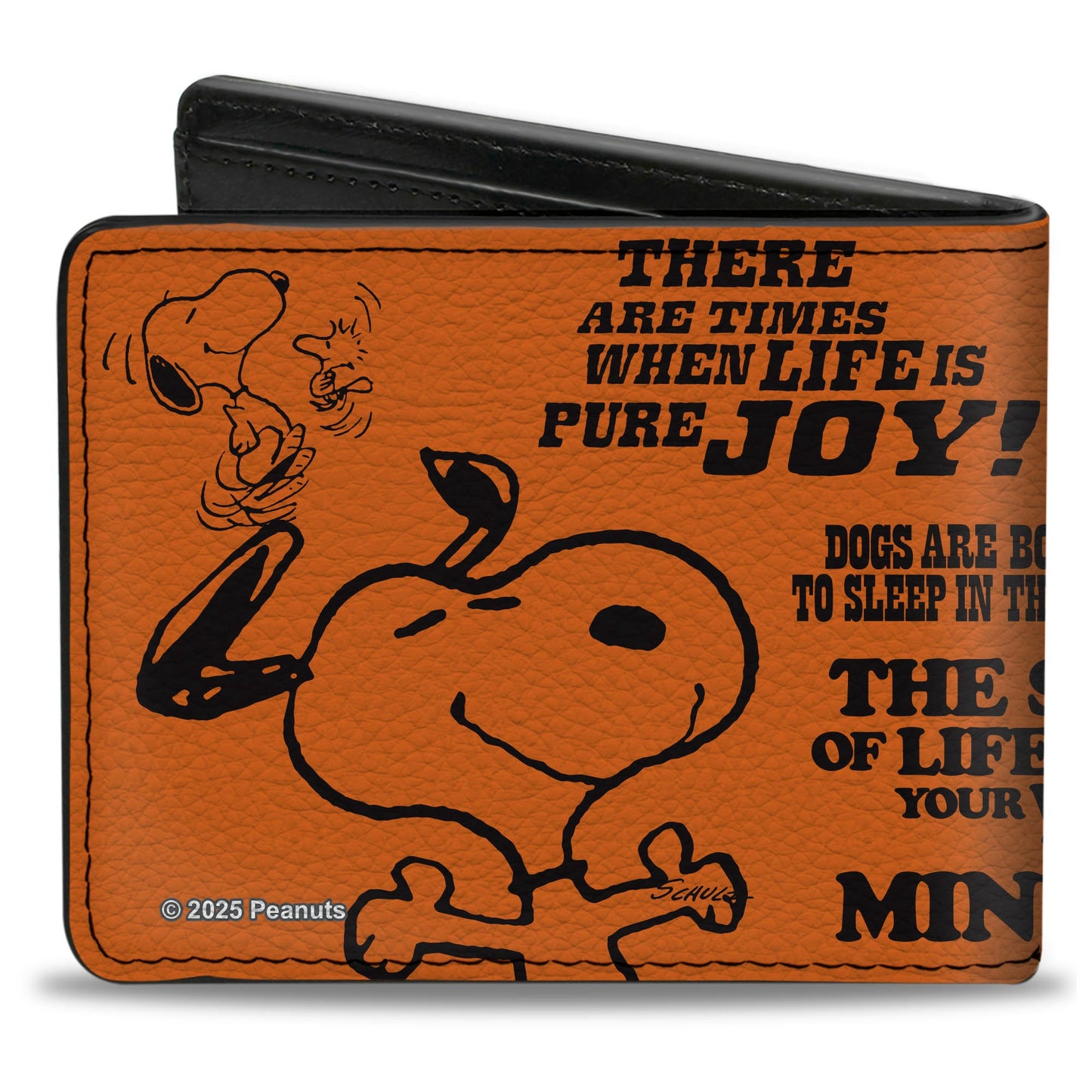 Bi-Fold Wallet - Snoopy Poses and Quotes Collage Orange/Black