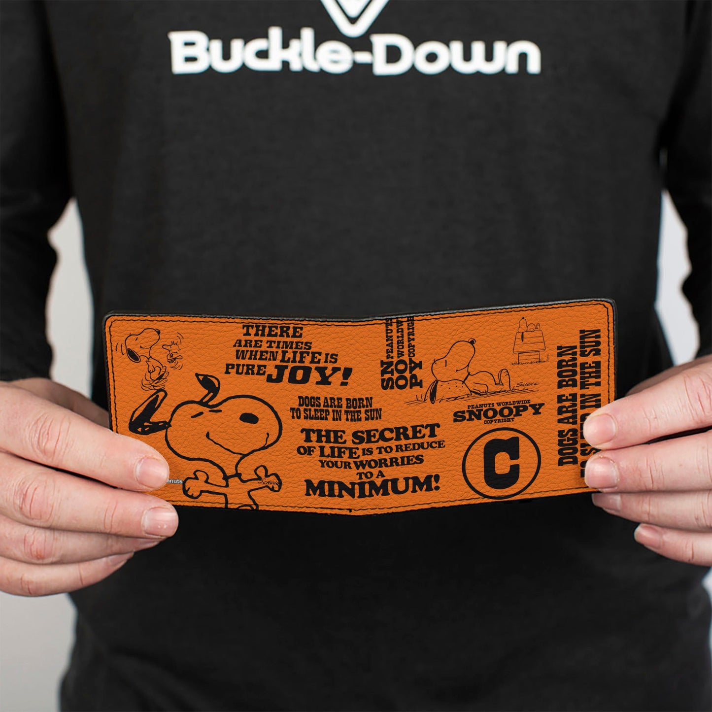 Bi-Fold Wallet - Snoopy Poses and Quotes Collage Orange/Black