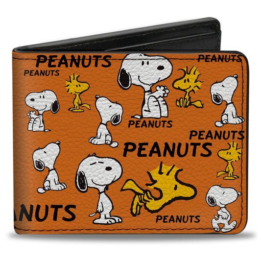Bi-Fold Wallet - PEANUTS Snoopy and Woodstock Poses Collage Orange