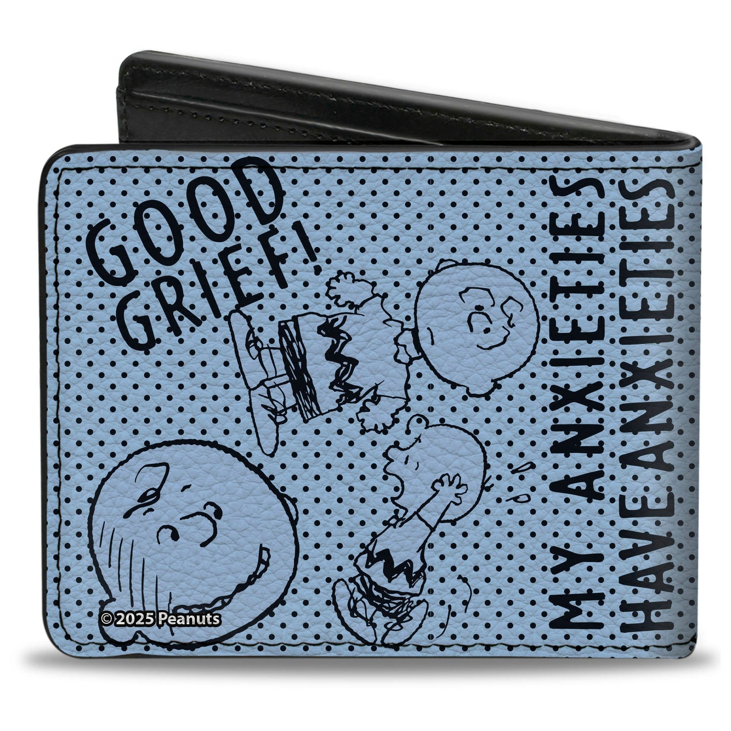 Bi-Fold Wallet - CHARLIE BROWN Poses and Quotes Light Blue/Black
