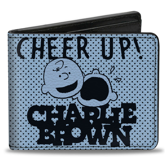 Bi-Fold Wallet - CHARLIE BROWN Poses and Quotes Light Blue/Black