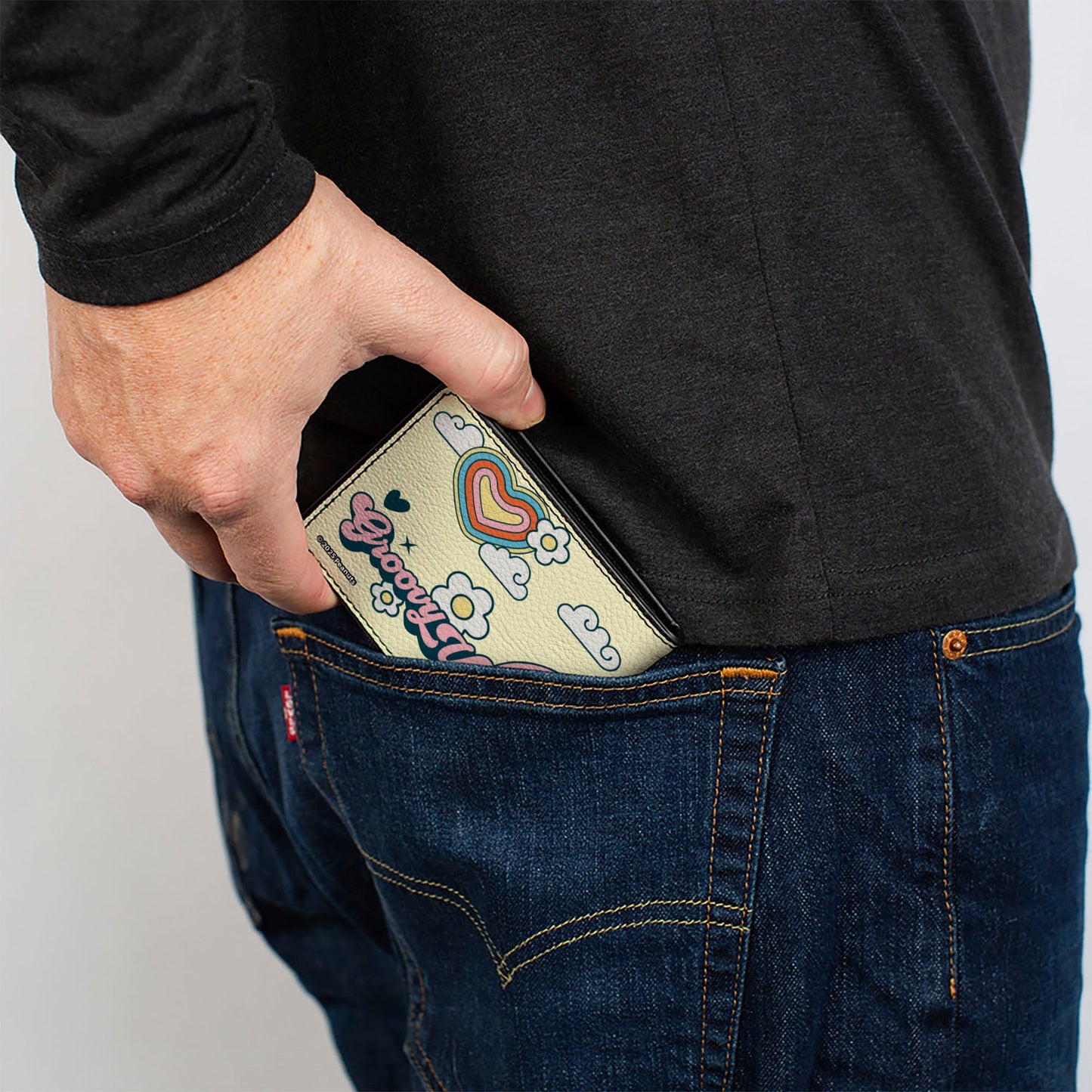 Bi-Fold Wallet - Peanuts Snoopy Flying Ace and Woodstock GROOVY Quotes Collage Yellow