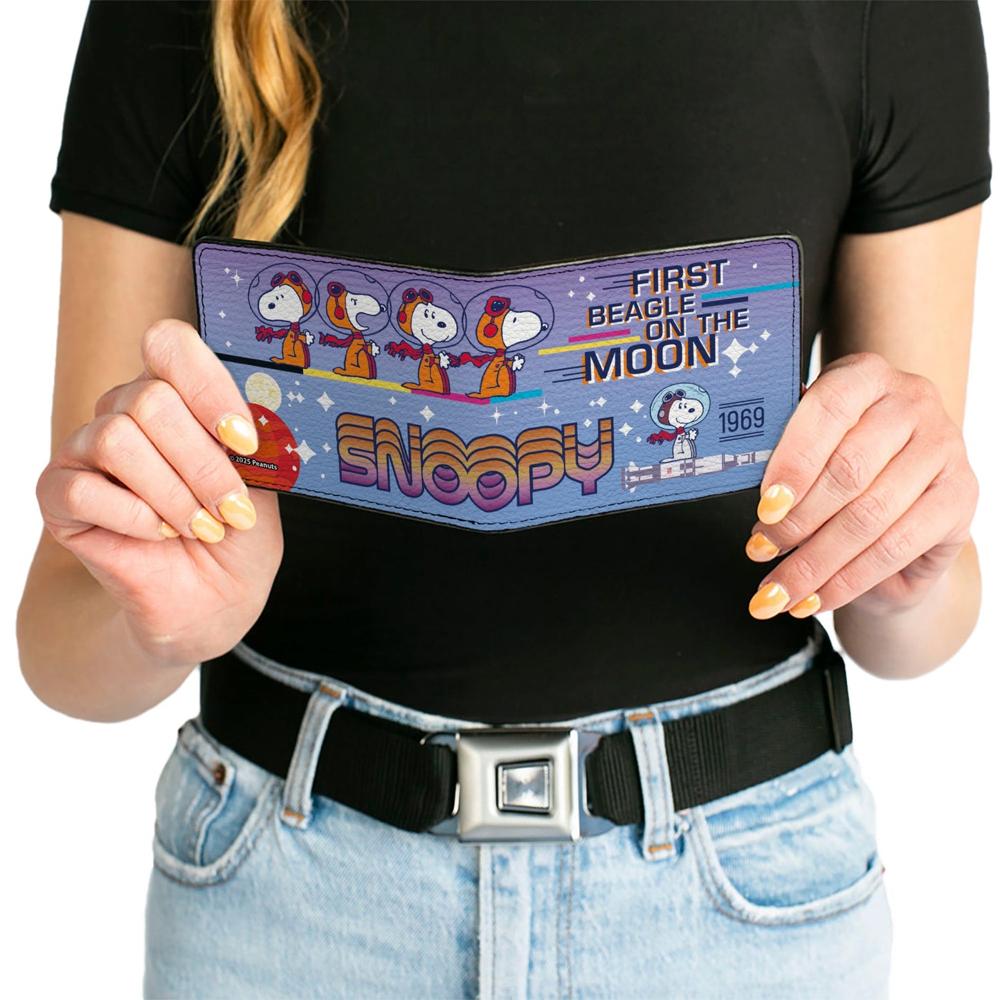 Bi-Fold Wallet - Peanuts SNOOPY FIRST BEAGLE ON THE MOON Poses Blue/Multi Color