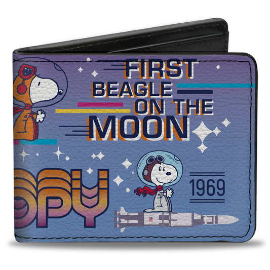 Bi-Fold Wallet - Peanuts SNOOPY FIRST BEAGLE ON THE MOON Poses Blue/Multi Color