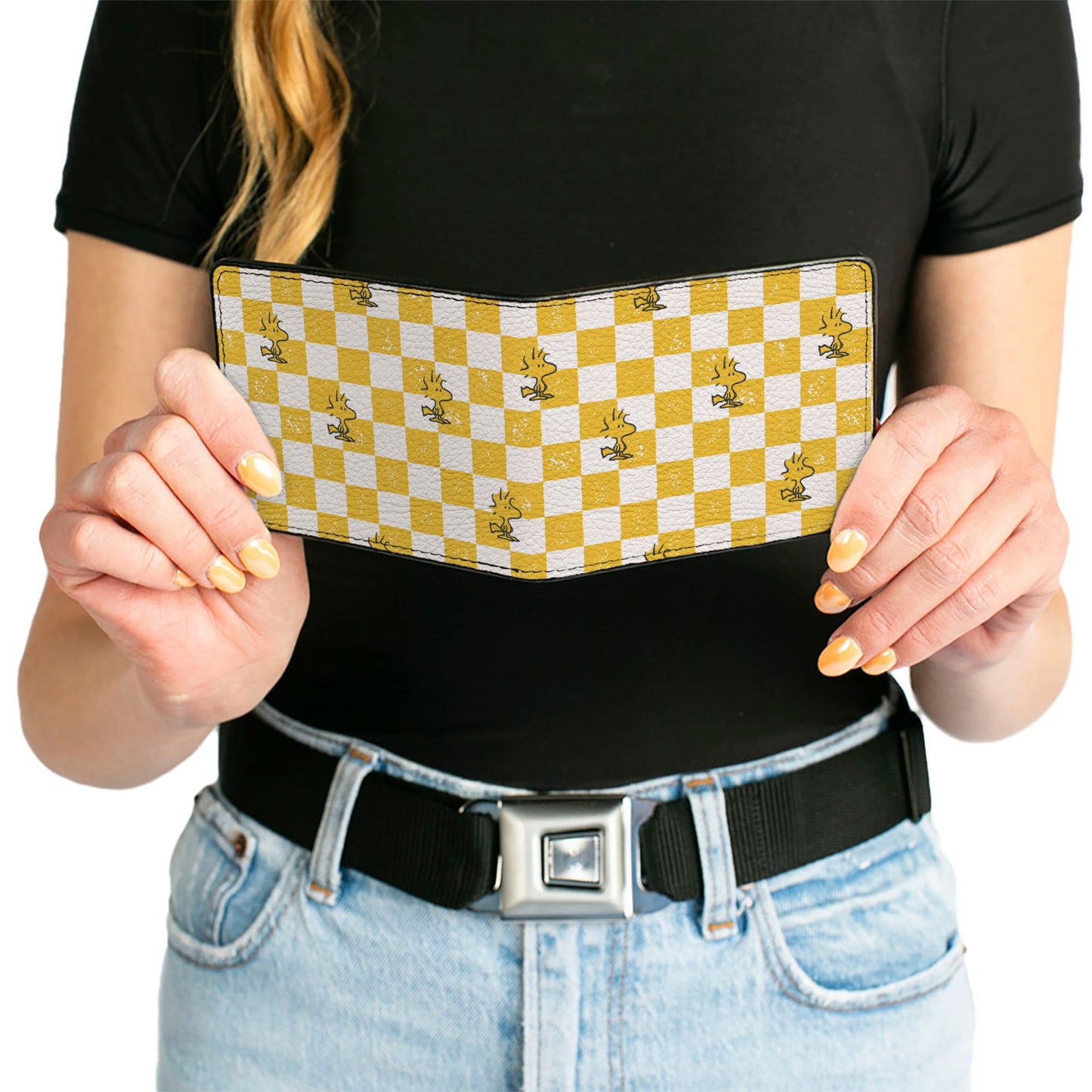 Bi-Fold Wallet - Peanuts Woodstock Pose Checker Yellow/White