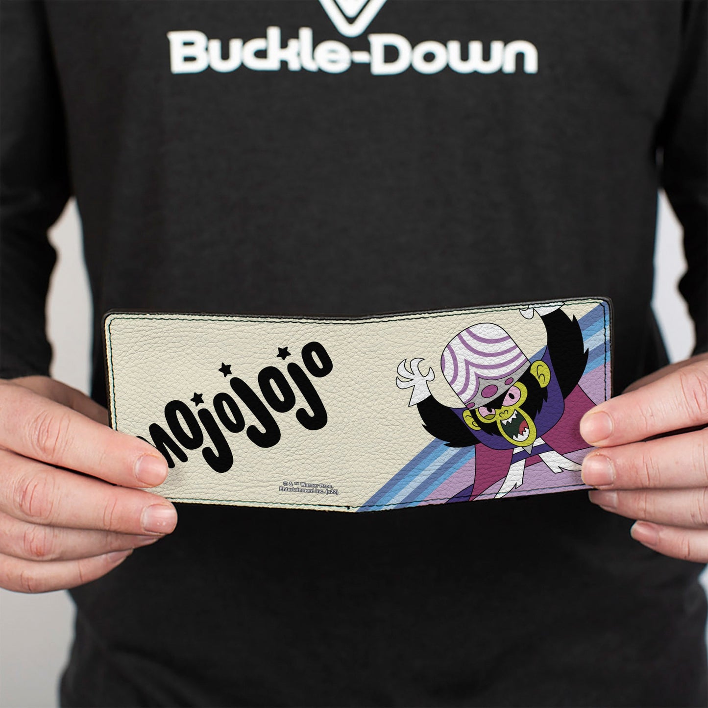 Bi-Fold Wallet - The Powerpuff Girls Mojo Jojo Pose and Text Ivory/Blues