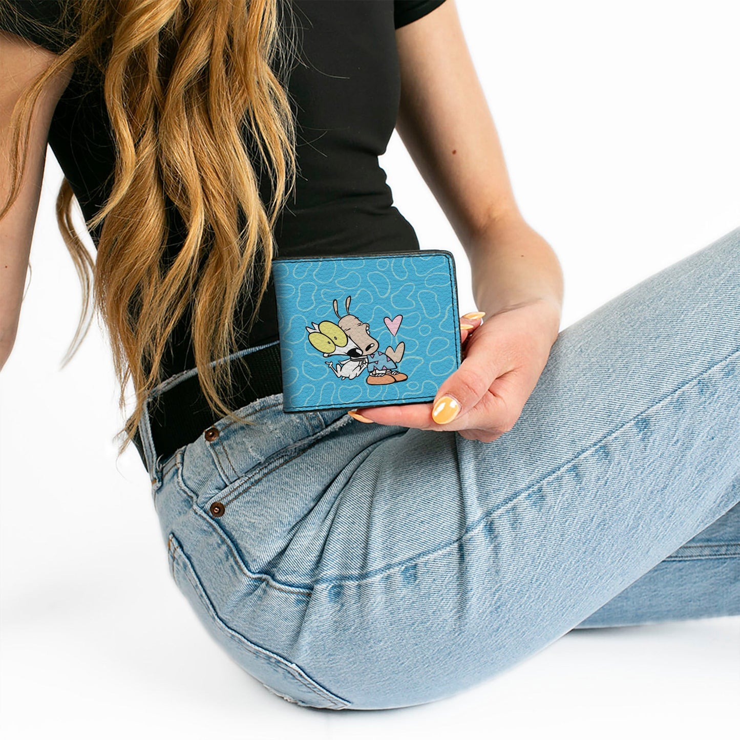 Bi-Fold Wallet - Rocko & Spunky Pose3 + Heffer Pose Blue White