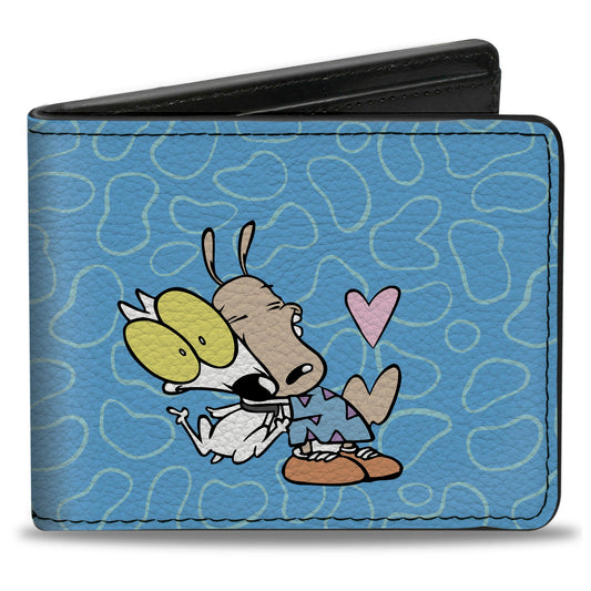 Bi-Fold Wallet - Rocko & Spunky Pose3 + Heffer Pose Blue White