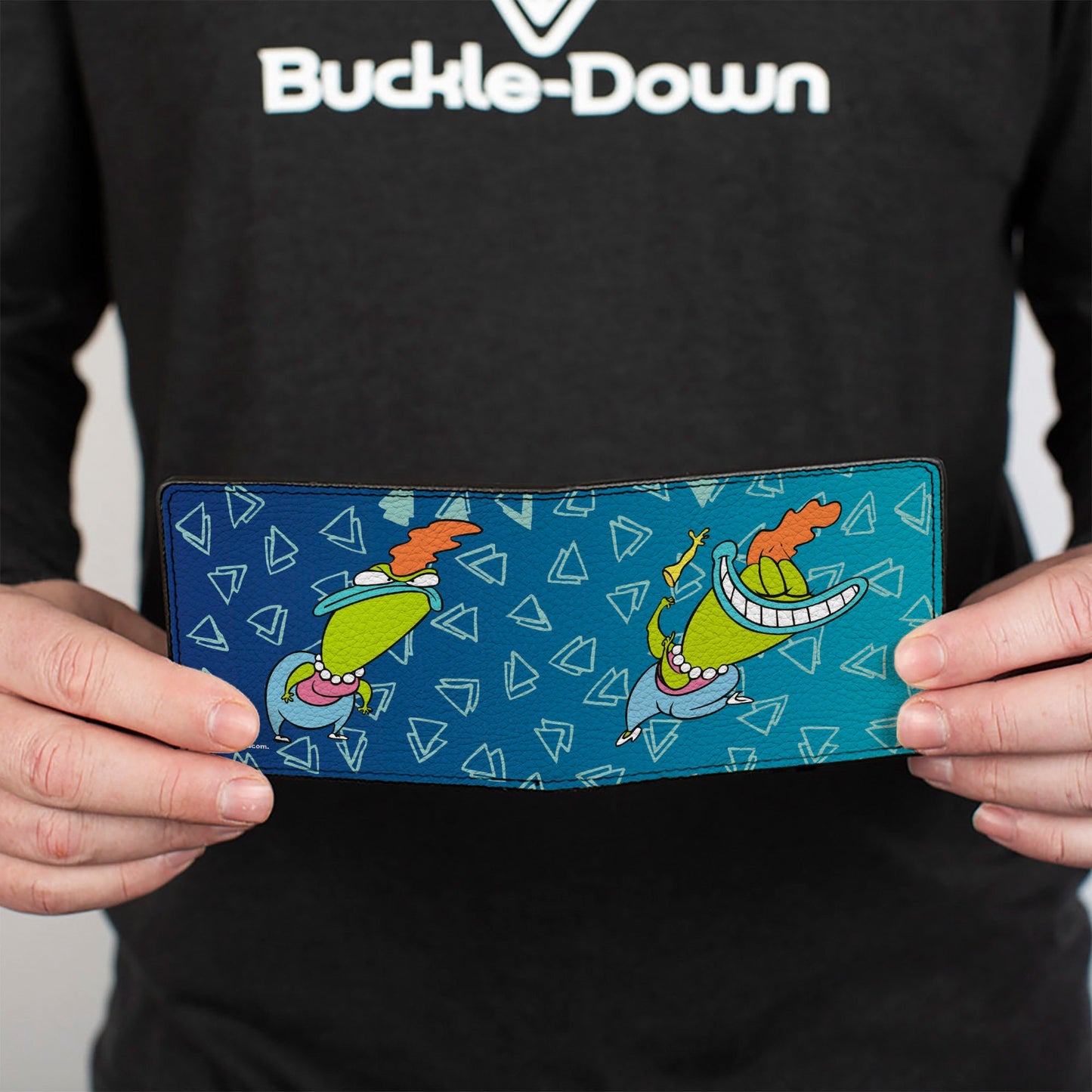 Bi-Fold Wallet - Rocko's Modern Life Bev Bighead 2-Poses Blues White