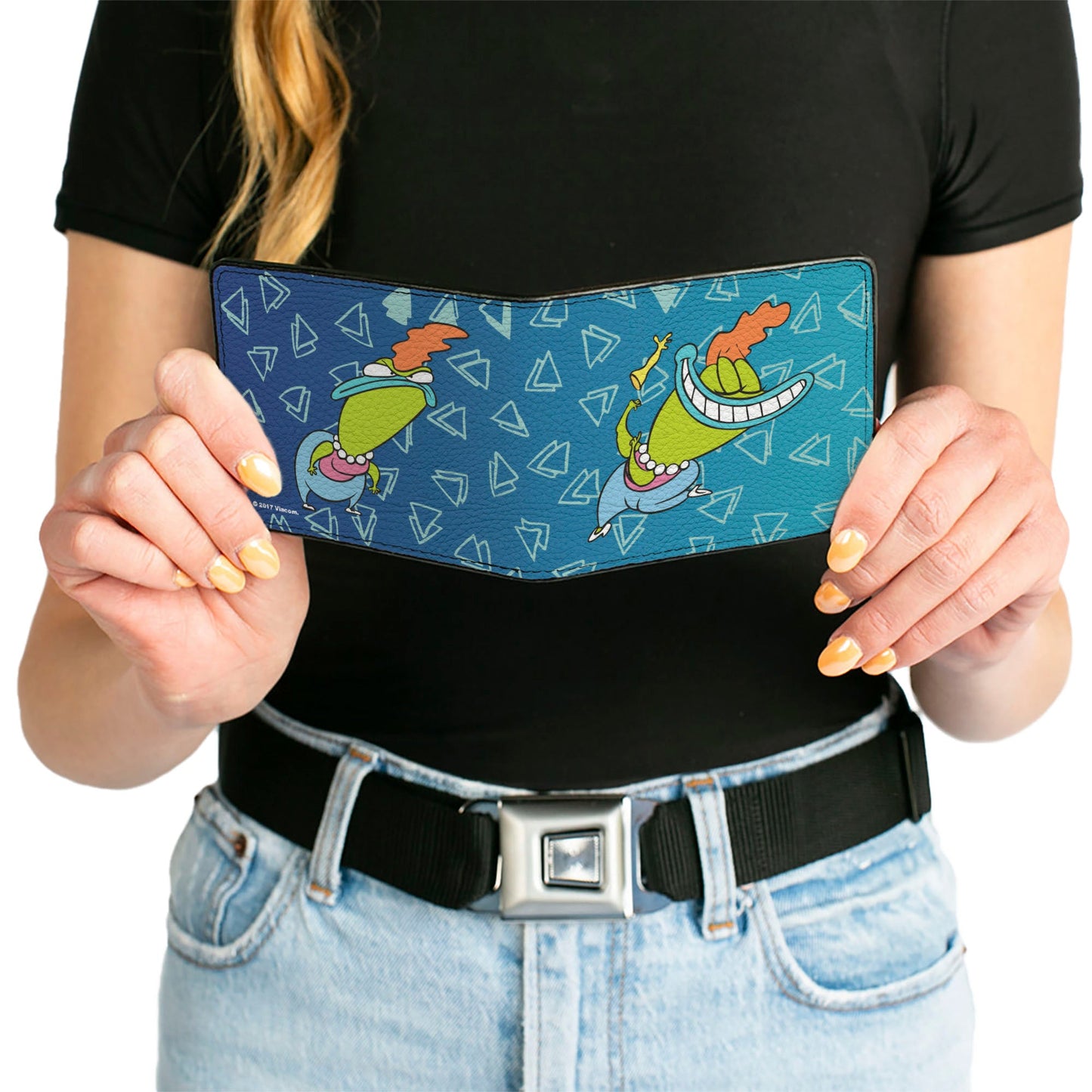 Bi-Fold Wallet - Rocko's Modern Life Bev Bighead 2-Poses Blues White
