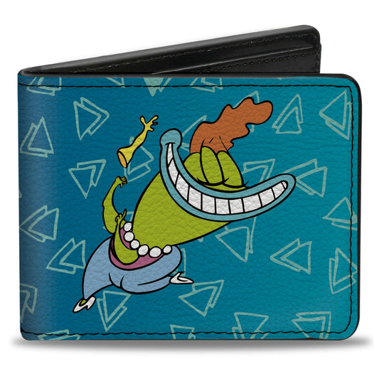 Bi-Fold Wallet - Rocko's Modern Life Bev Bighead 2-Poses Blues White