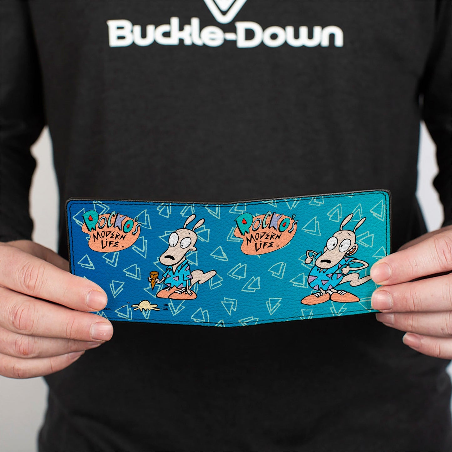 Bi-Fold Wallet - ROCKO'S MODERN LIFE Happy + Sad Poses Blues White