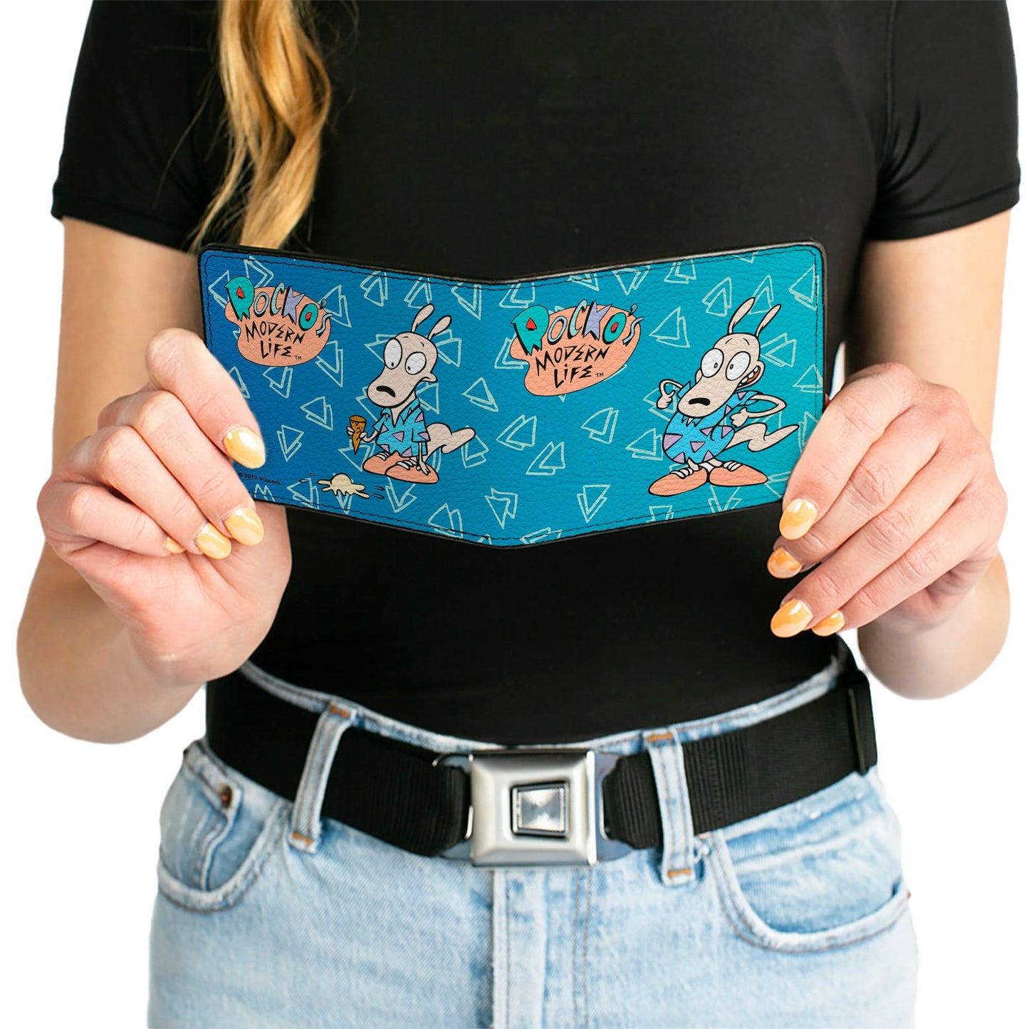 Bi-Fold Wallet - ROCKO'S MODERN LIFE Happy + Sad Poses Blues White