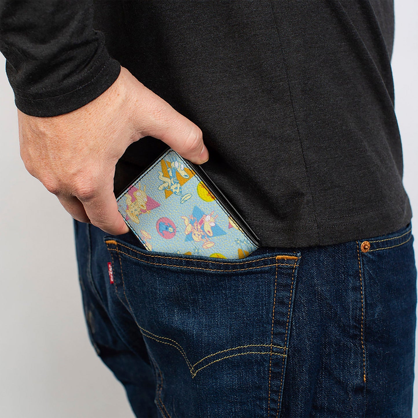 Bi-Fold Wallet - Rocko's Modern Life Rocko & Spunky Scattered Expressions Multi Pastel