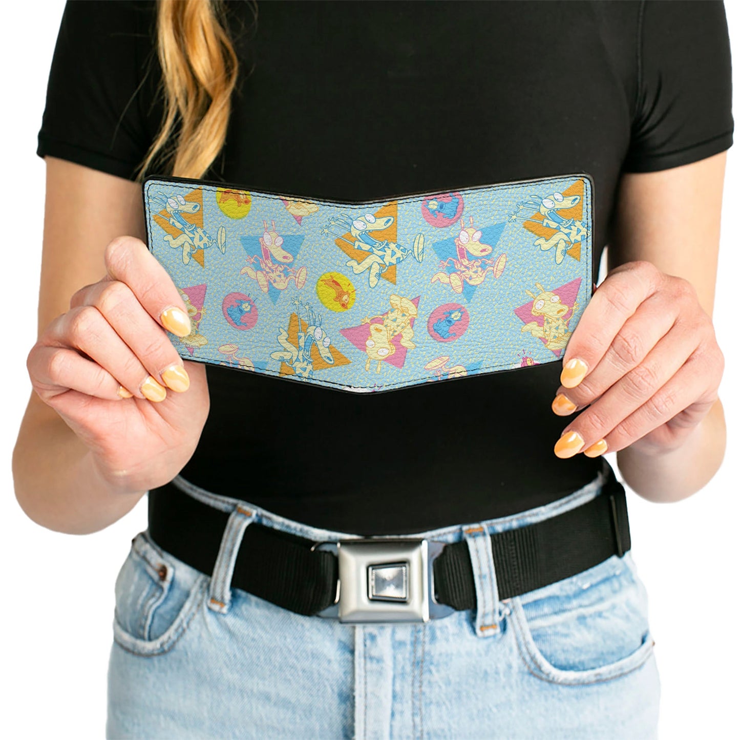 Bi-Fold Wallet - Rocko's Modern Life Rocko & Spunky Scattered Expressions Multi Pastel