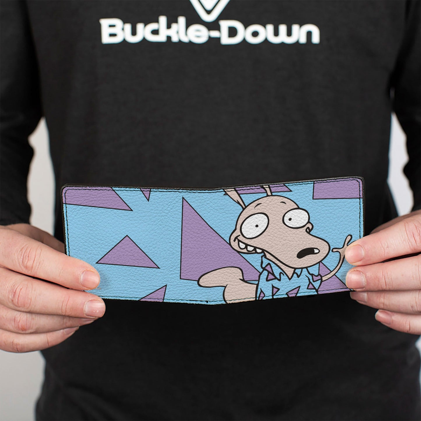 Bi-Fold Wallet - Rocko's Modern Life Rocko Waving Pose Triangles Blue Purple