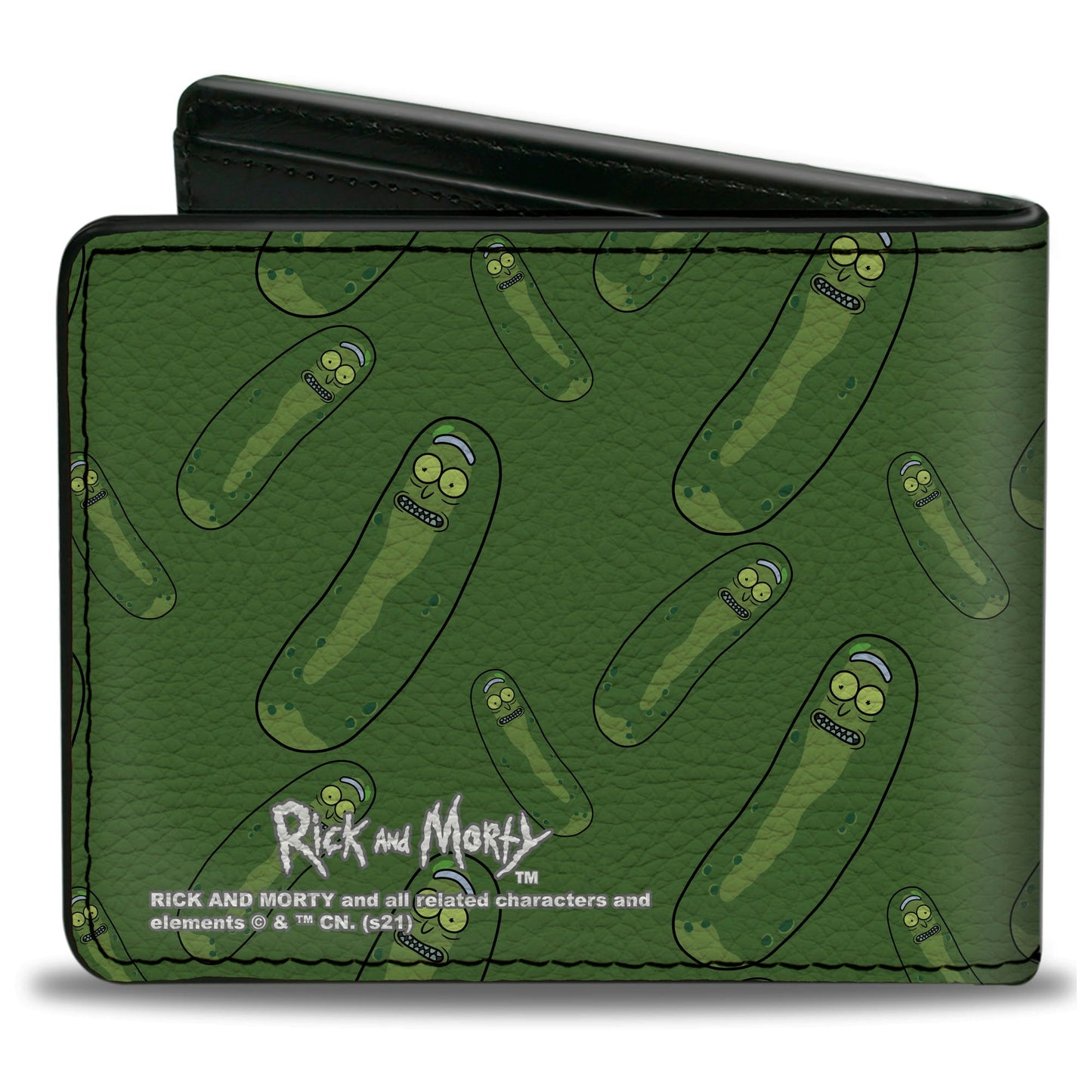 Bi-Fold Wallet - Rick and Morty Pickle Rick Pose Scattered Greens