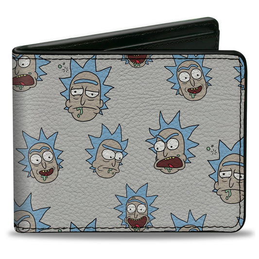 Bi-Fold Wallet - Rick and Morty Rick Expressions Scattered Gray