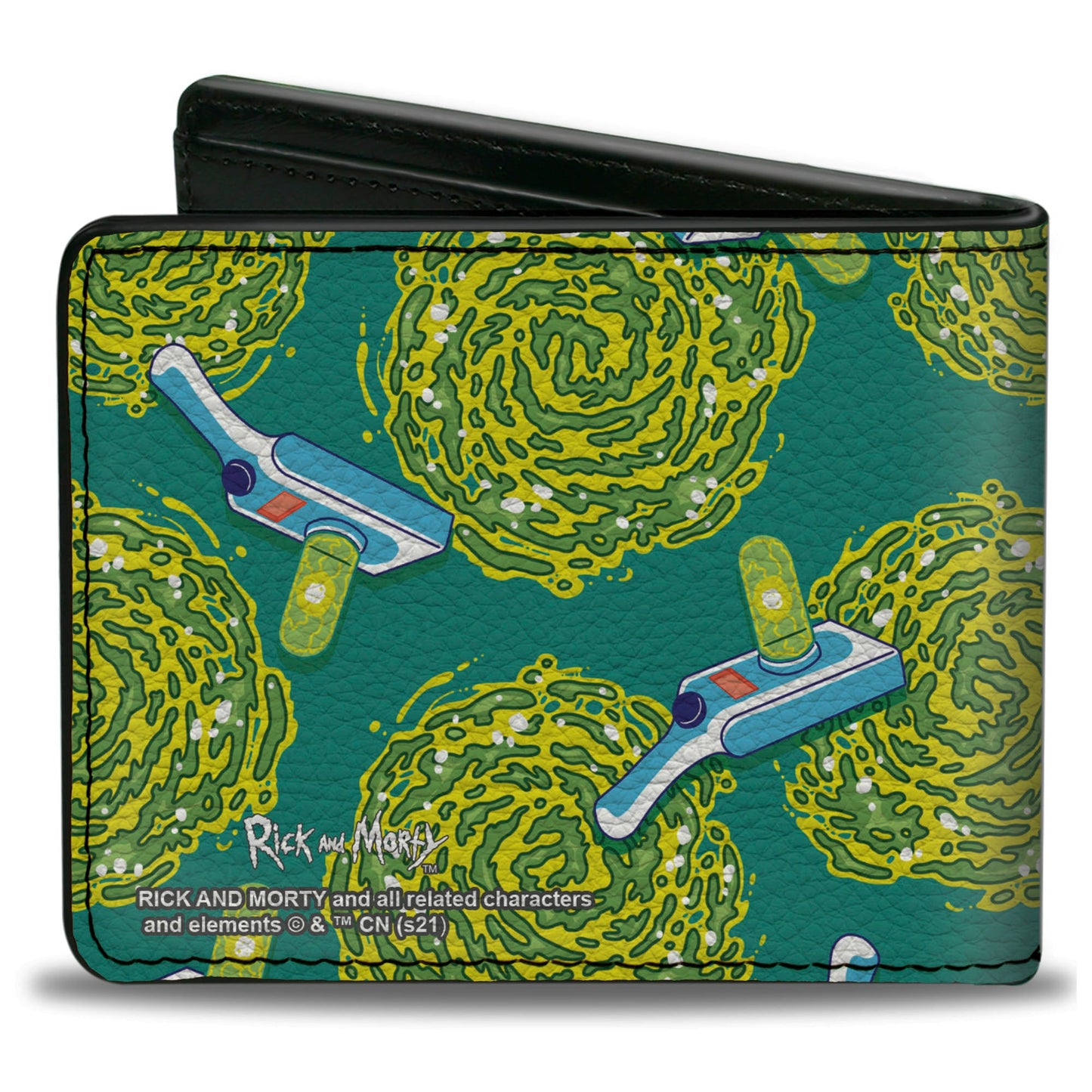 Bi-Fold Wallet - RICK AND MORTY Portal Gun and Portal Scattered Blue