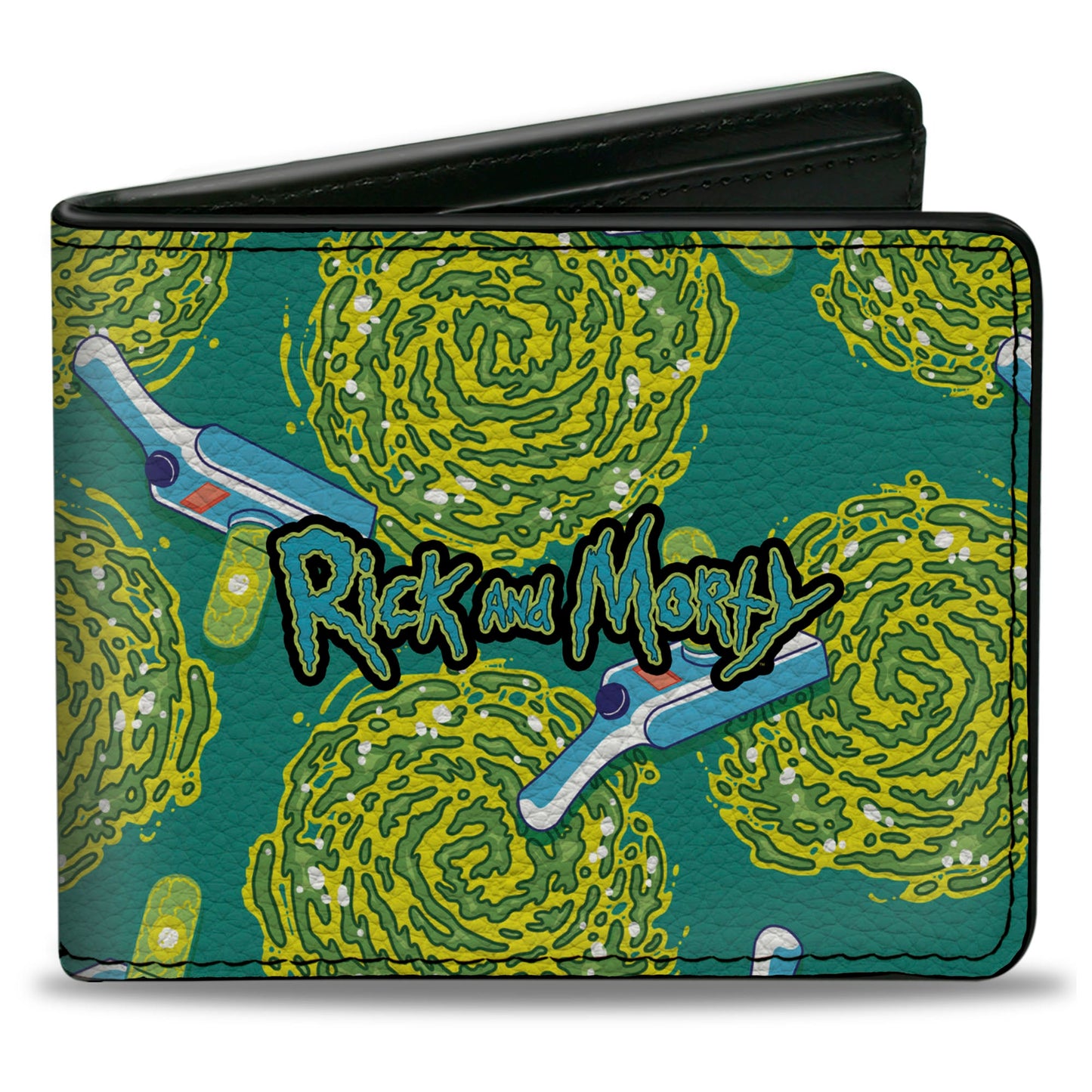 Bi-Fold Wallet - RICK AND MORTY Portal Gun and Portal Scattered Blue