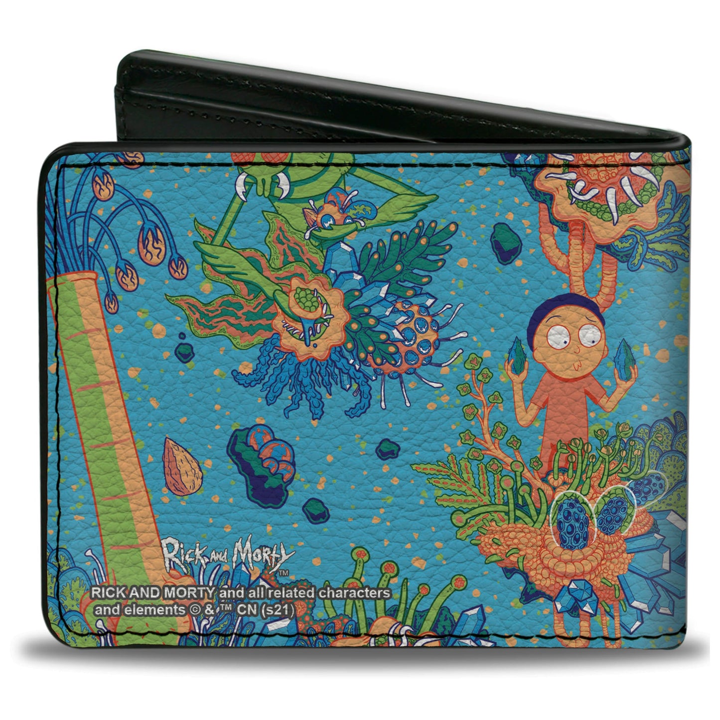 Bi-Fold Wallet - Rick and Morty Botanical Garden Collage Blue