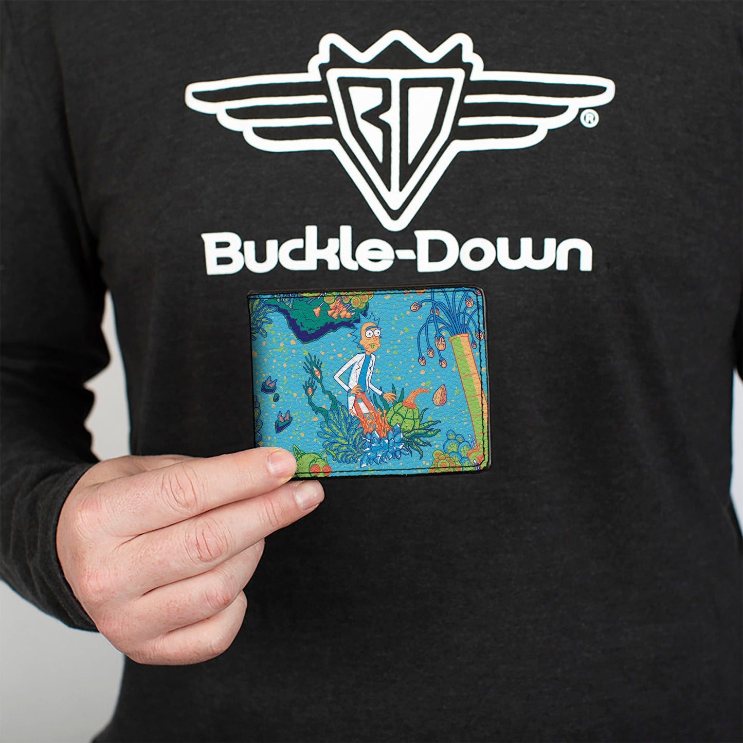 Bi-Fold Wallet - Rick and Morty Botanical Garden Collage Blue