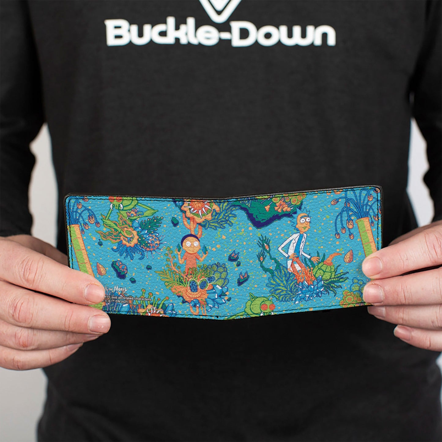 Bi-Fold Wallet - Rick and Morty Botanical Garden Collage Blue