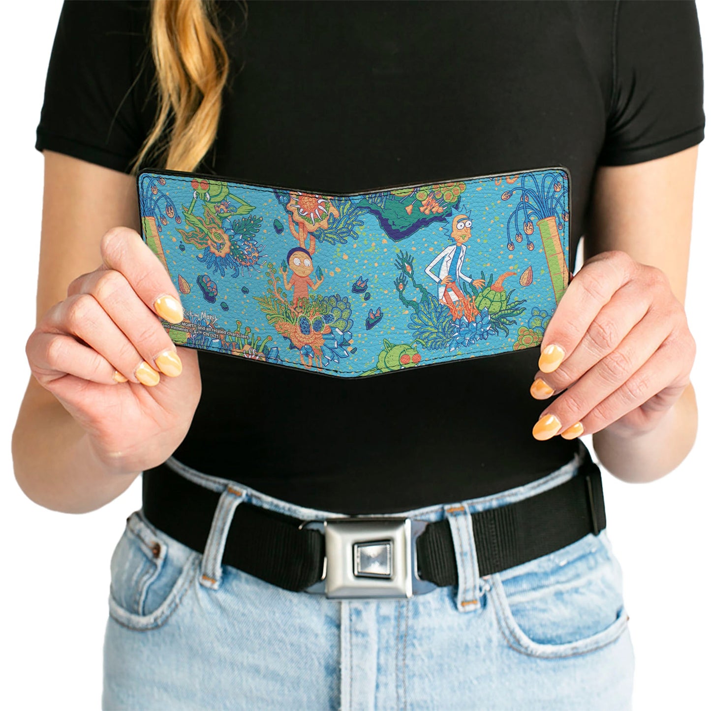 Bi-Fold Wallet - Rick and Morty Botanical Garden Collage Blue