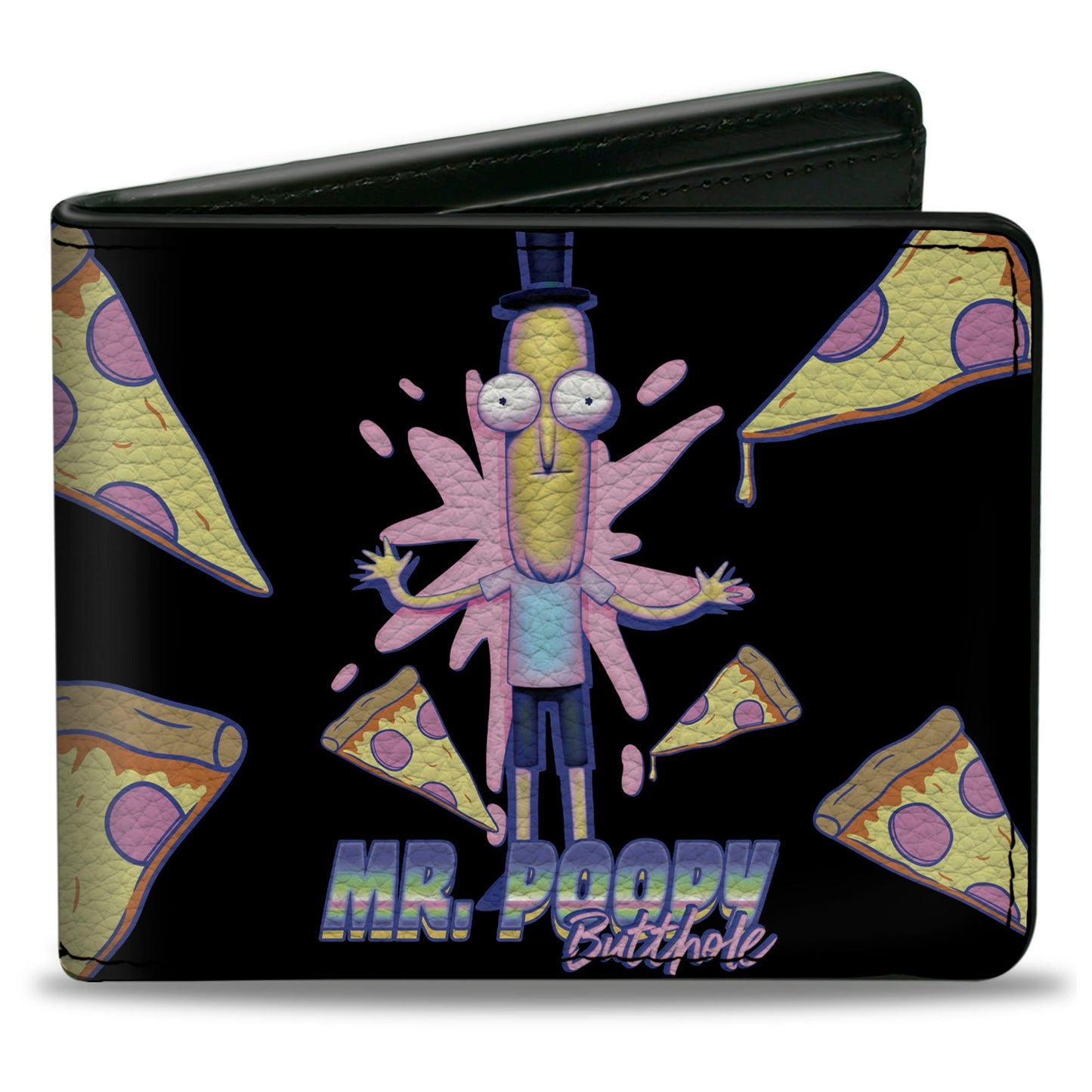 Bi-Fold Wallet - Rick and Morty MR. POOPY BUTTHOLE Pizza Pose Black